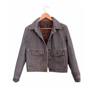 Adriano Goldschmied AG Jean Crop Jean Jacket Plaid Fleece LIned Button Front‎ nS